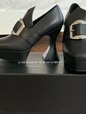 Underground England- Otranto Platform Leather Shoes with Buckles